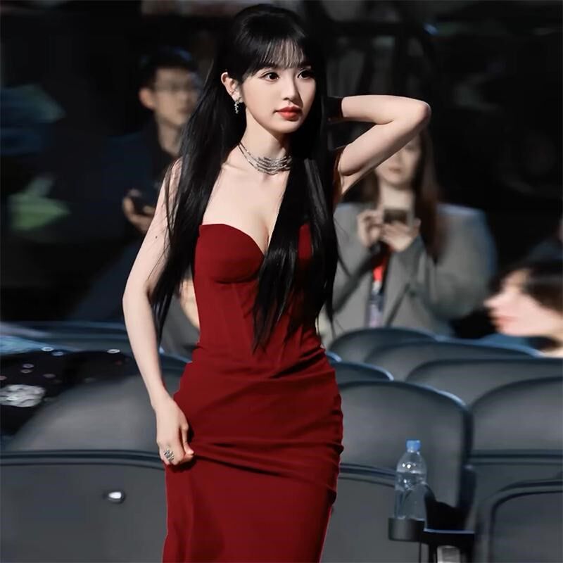 宴会鱼尾晚礼服裙女2025新款酒红色艺考主持人高级感敬酒服演出服