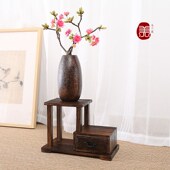 暗格收纳柜 茶杯架 实木创意博古架 小多宝阁茶具盆景展示置物架