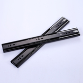 阻尼三节导轨电脑滑轨键盘托架缓冲液压黑色抽屉轨道加厚静音滑道