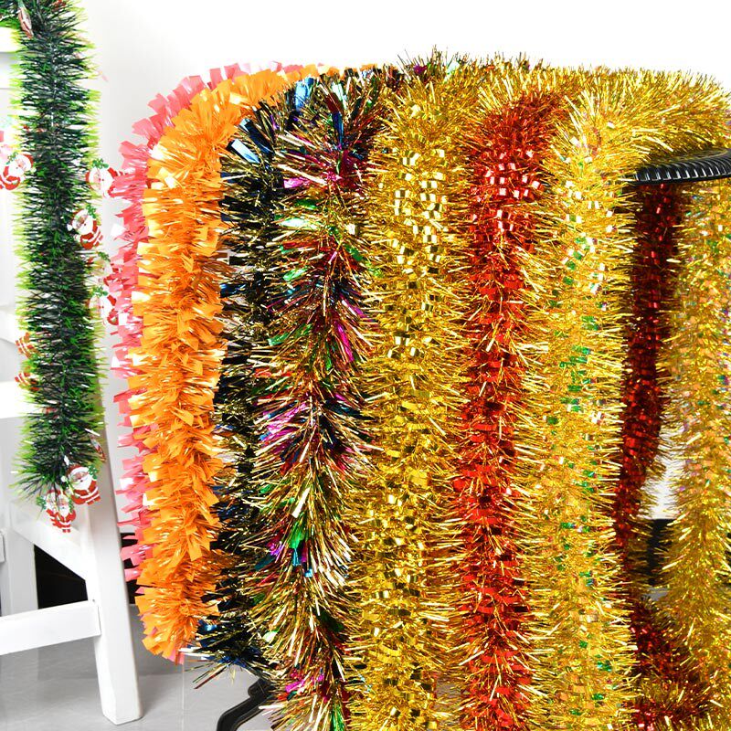 圣诞节毛条拉花彩带晚会庆典幼儿园布置彩条编织花环茜草彩条拉条