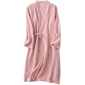 带口袋浴袍睡袍家居服 男女情侣绉纹纱布和服宽松大码 2020秋季 新款