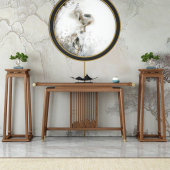 新中式 实木简约供桌条案轻奢入户禅意榆木玄关柜玄关台 玄关桌中式