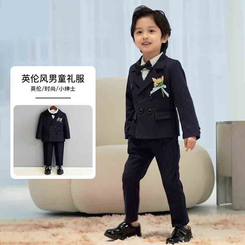 儿童秋冬加绒小西装六件套男童礼服宝宝周岁礼服婚礼花童摄影西服