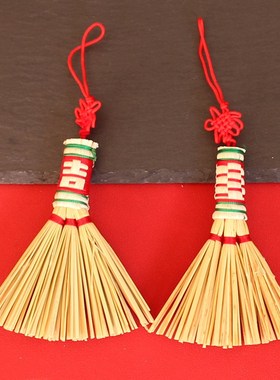新年乔迁宝宝床头迷你小扫把婴儿高粱苗扫帚挂件手工秸秆扫帚挂件