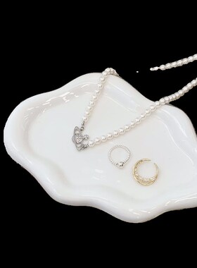 饰品首饰展示盘陶瓷盘摆件 云朵装饰香薰蜡烛托盘收纳盘 拍照道具