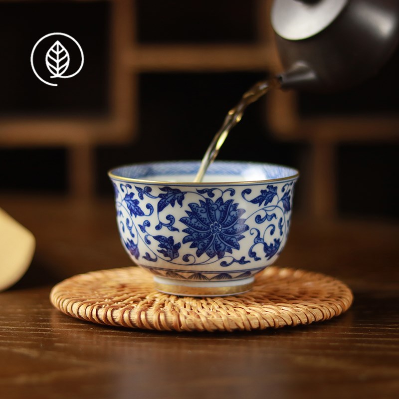 景德镇青花瓷主人杯缠枝莲茶杯仿古个人杯子家用陶瓷茶盏中式复古