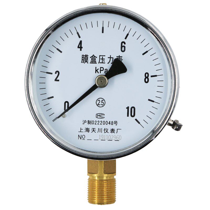 YE-60膜盒压力表上海天川0-60kpa天燃气压力表千帕表微压表工业