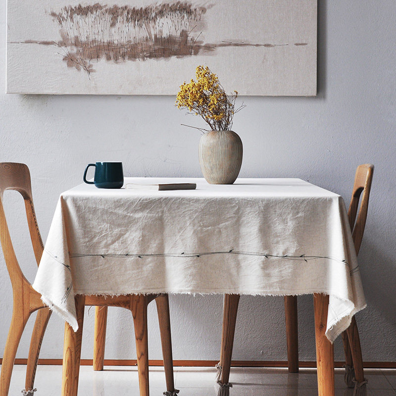 餐桌布棉麻高级感轻奢日系ins北欧茶几长方圆形家用亚麻书台布垫