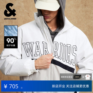 杰克琼斯户外运动NBA联名勇士队男装冬春羽绒服拼色外套225423012