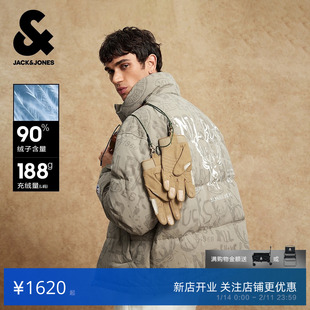 杰克琼斯户外运动NBA联名雄鹿队新男装冬春季羽绒服字母满印外套