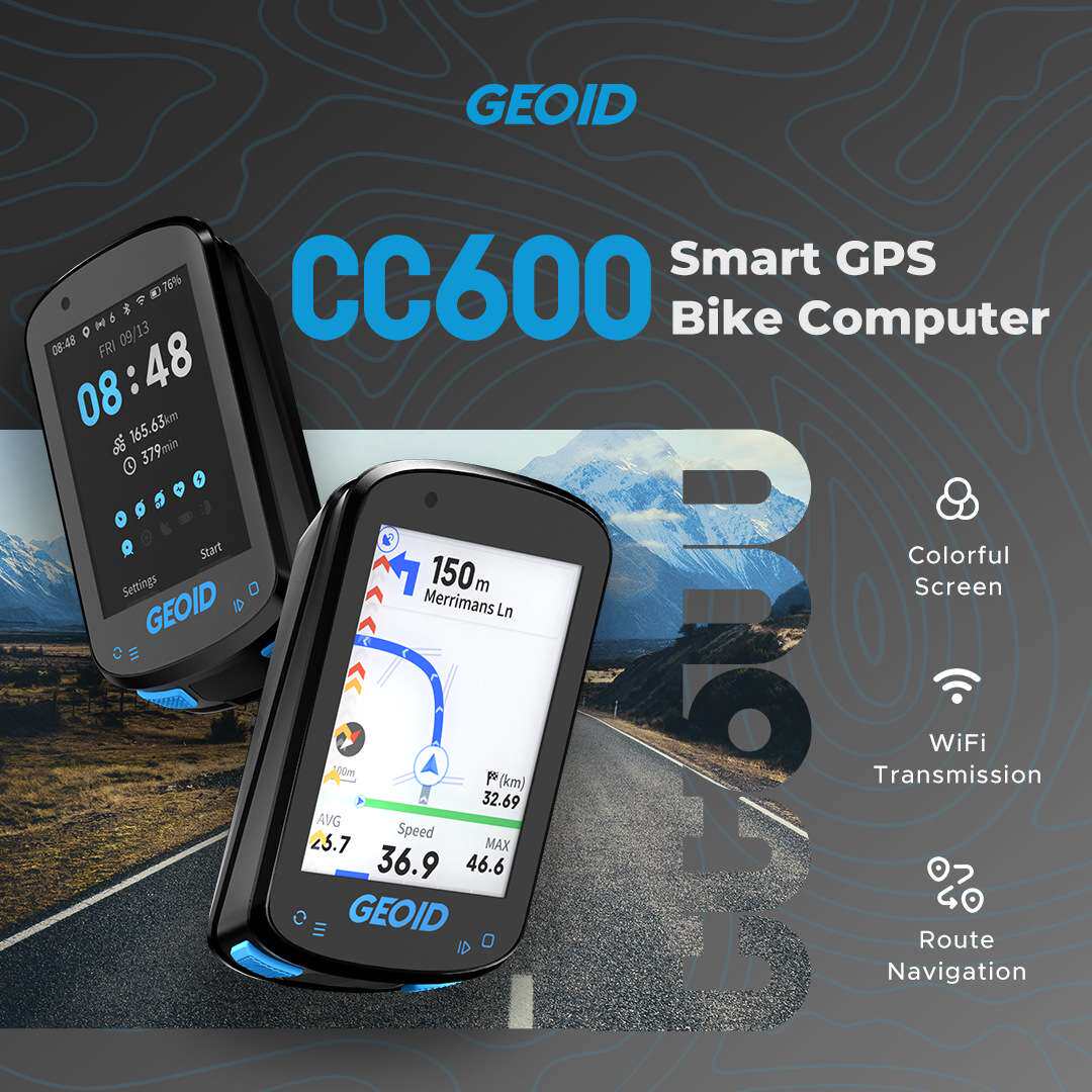 Geoid CC600自行车码表 极遨彩屏英文智能骑行速度里程表箭头导航