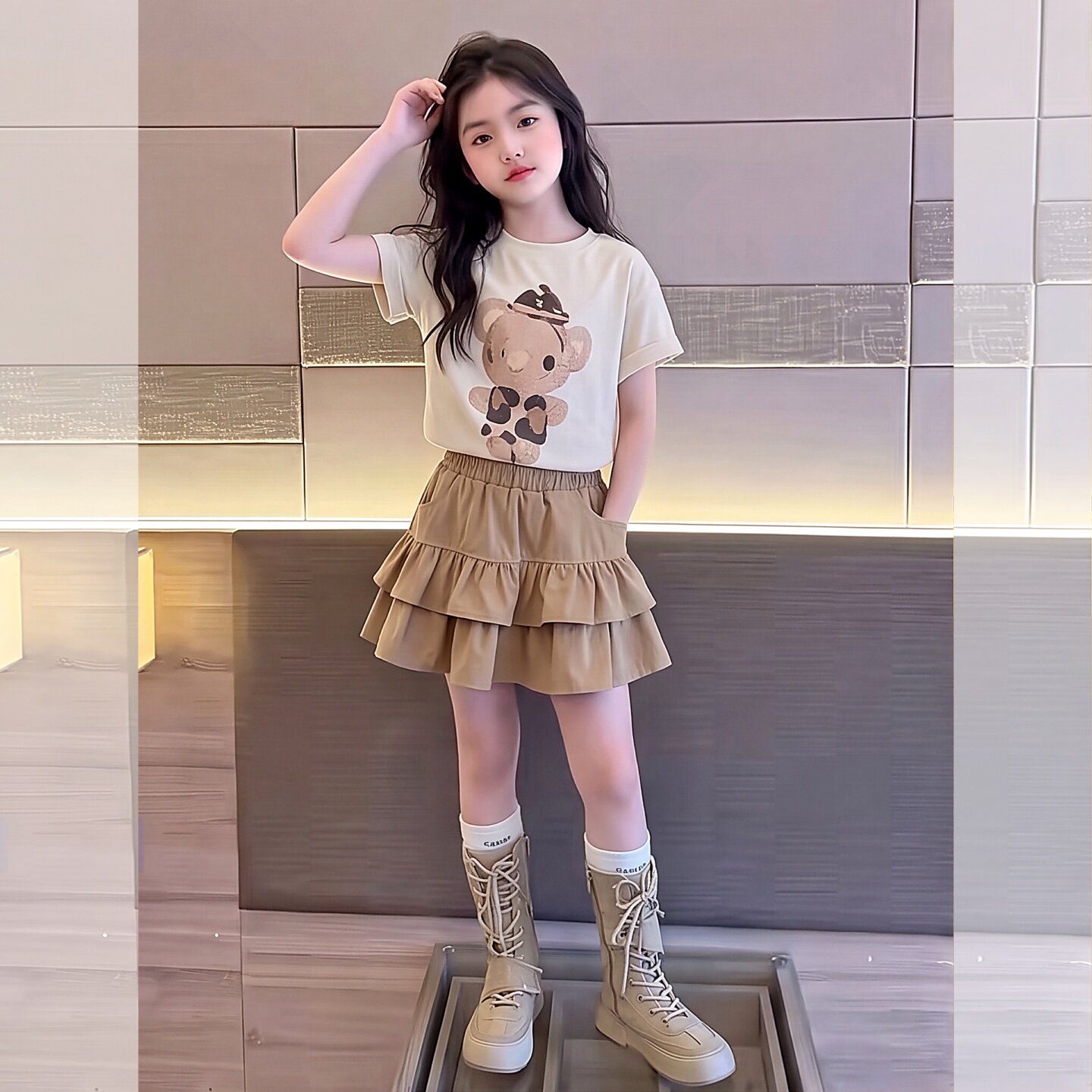 女童夏装套装2026新款蛋糕裙儿童