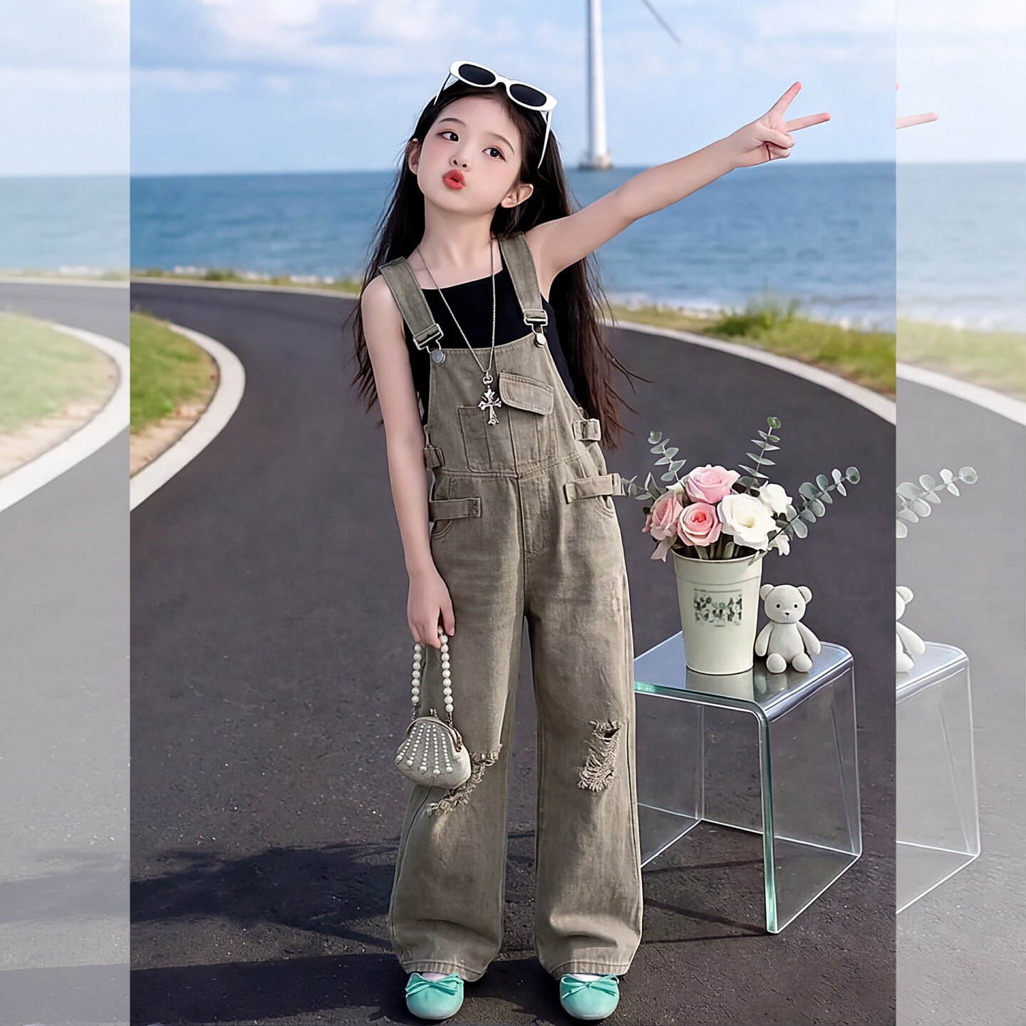 女童夏季背带裤2026新款洋气儿童