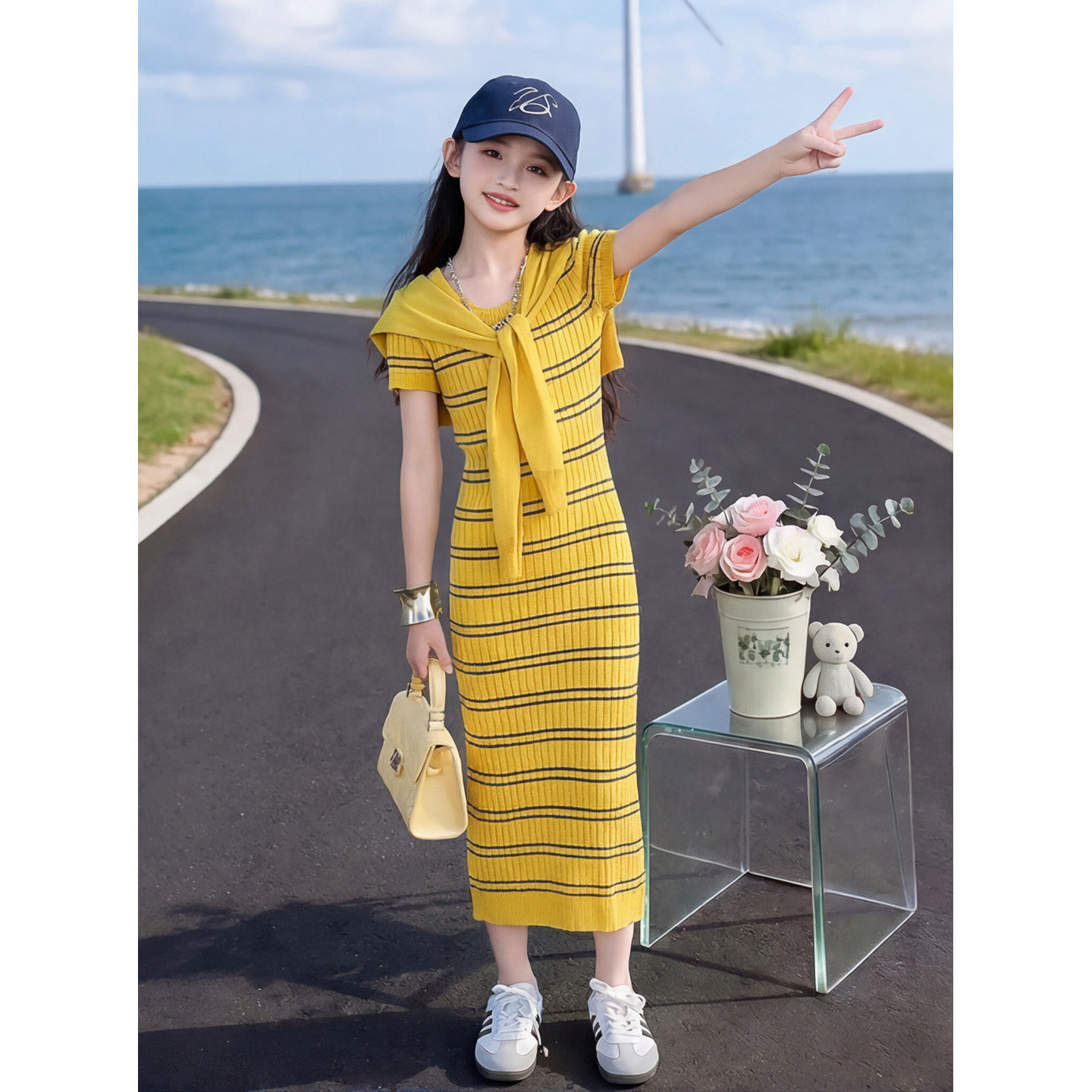 女童披肩裙夏天2026新款儿童洋气