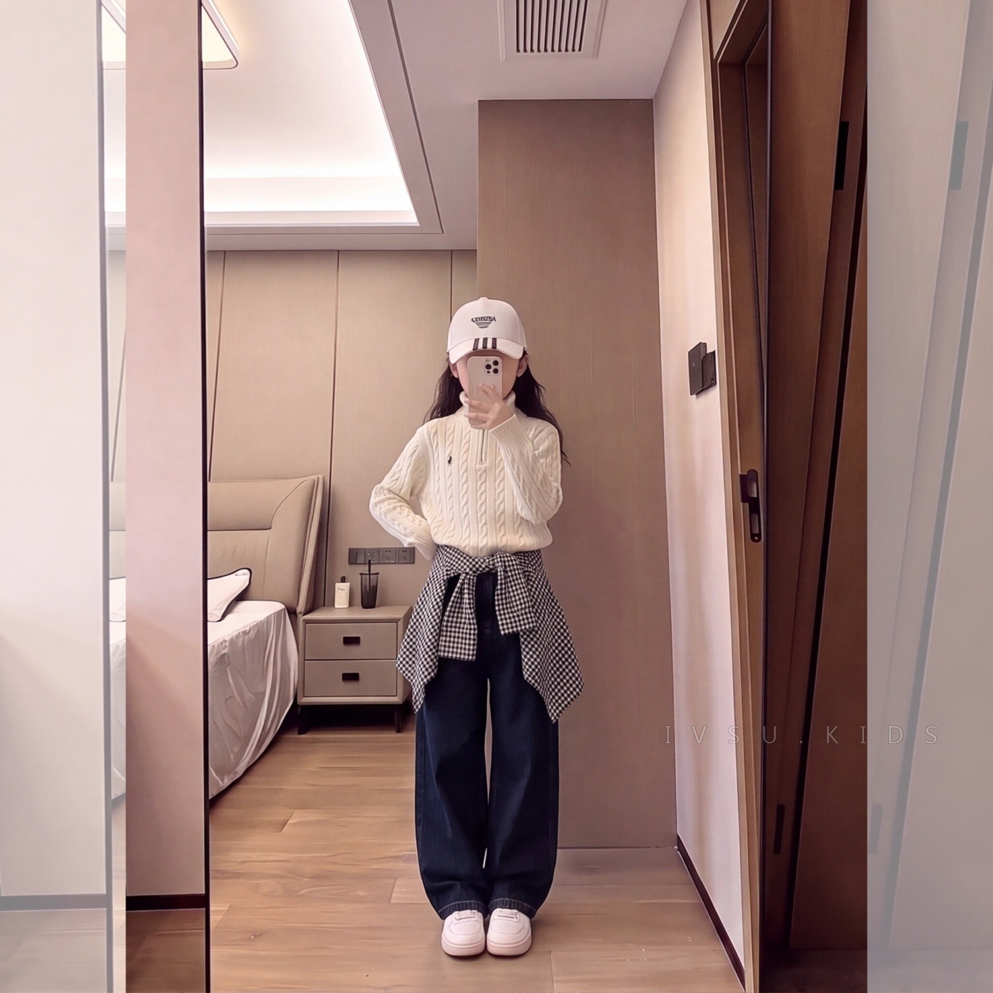 女童麻毛半高领毛衣牛仔裤套装20