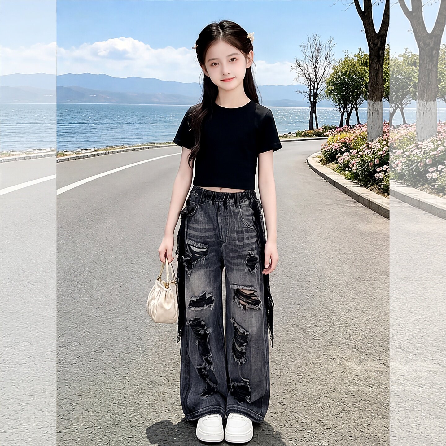 女童夏装2026新款洋气牛仔裤