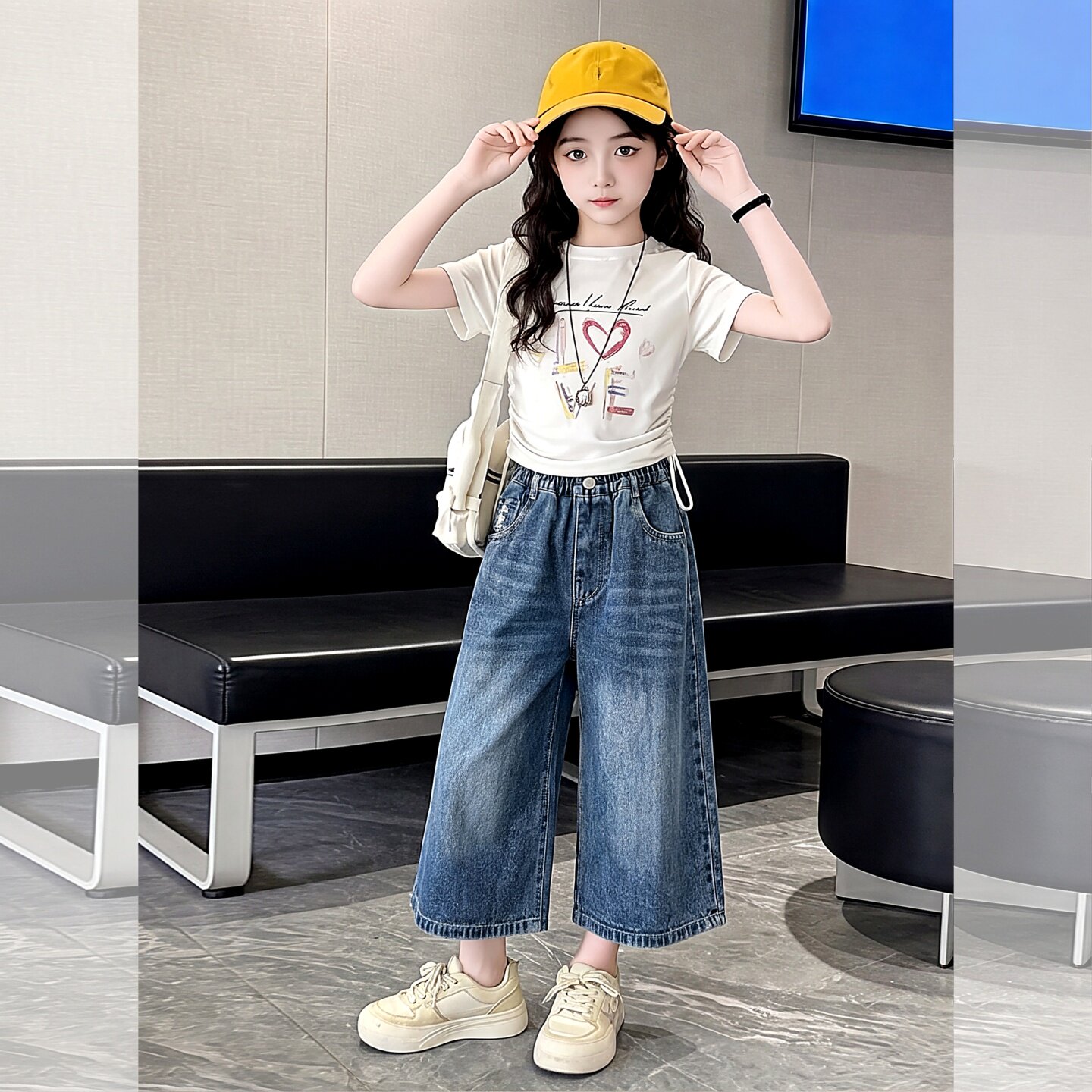 女童裤子夏季儿童牛仔七分裤
