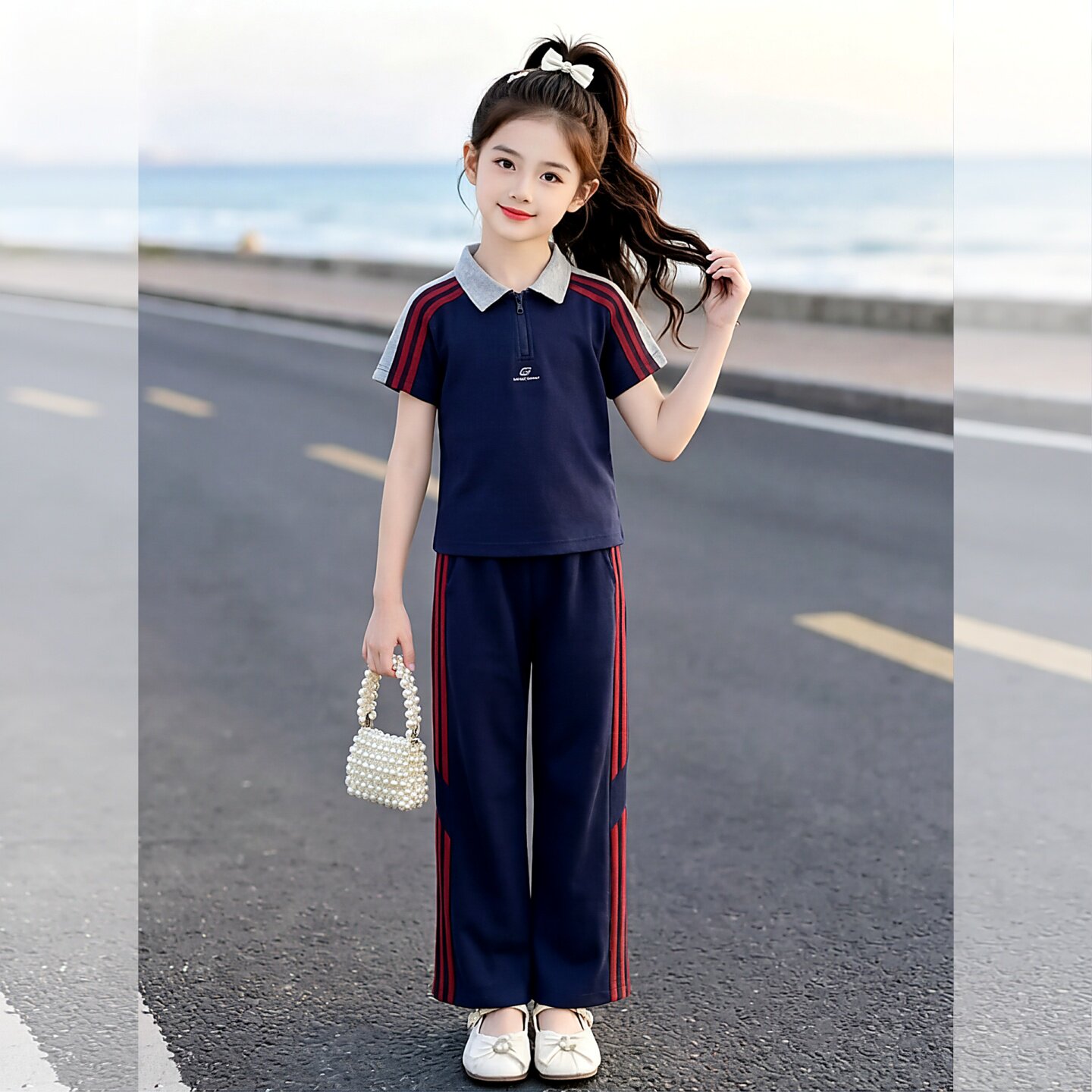 女童夏套装2026新款超火大童女装青少年女孩时尚穿搭夏季运动衣服
