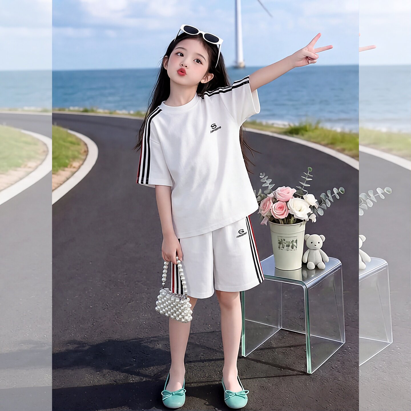 女童夏装休闲运动套装2026新款女