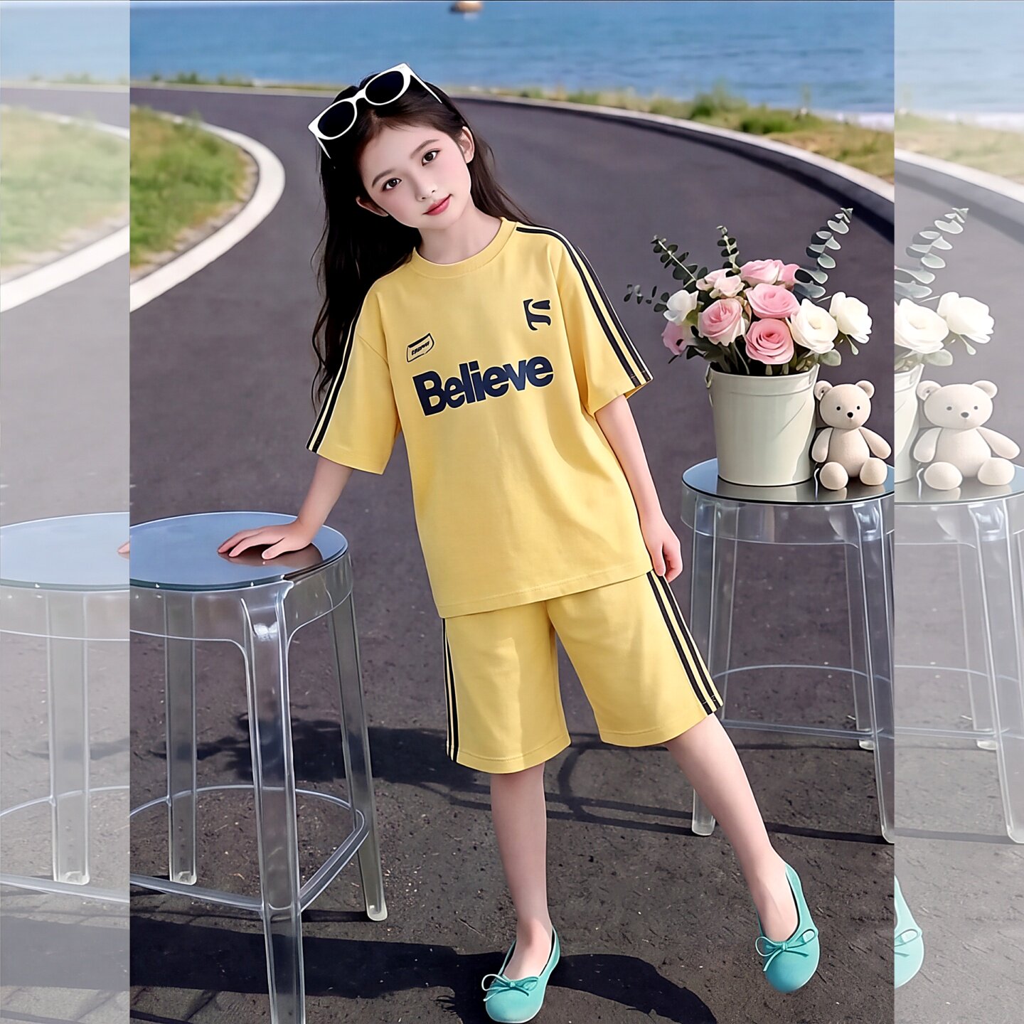 女童套装夏薄款2026新款女大童速