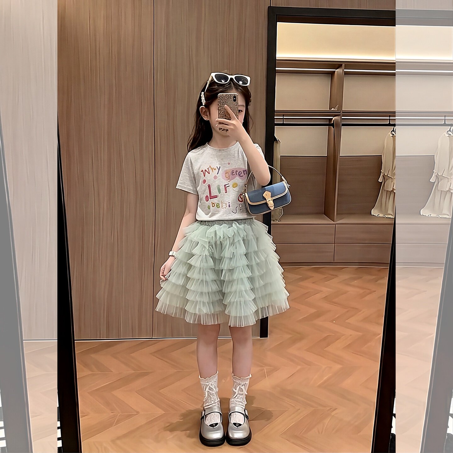 女童甜美风印花短袖T恤蛋糕裙女9