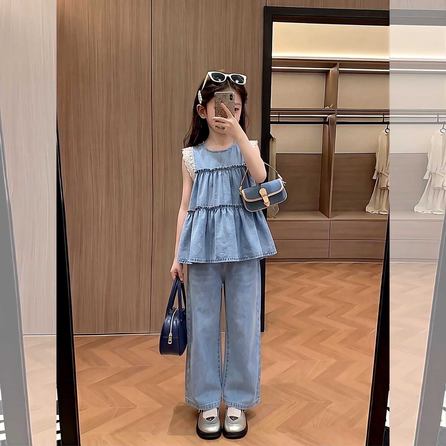 女童牛仔套装夏季2026新款韩系女