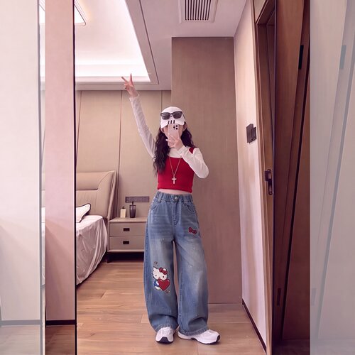 女童秋季裤子2026新款儿童洋气牛
