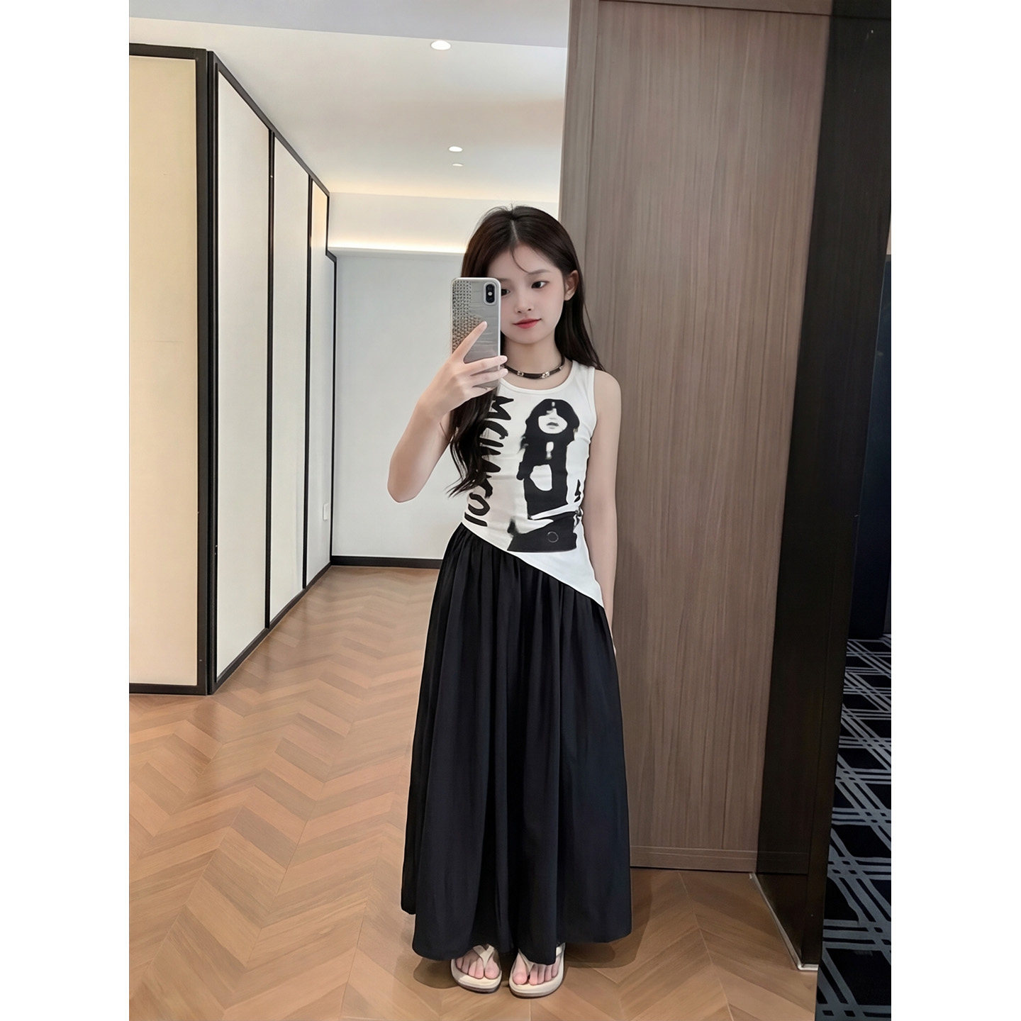 女童夏装辣妹套装2026新款大儿童装挂脖吊带背心女孩半身裙两件套