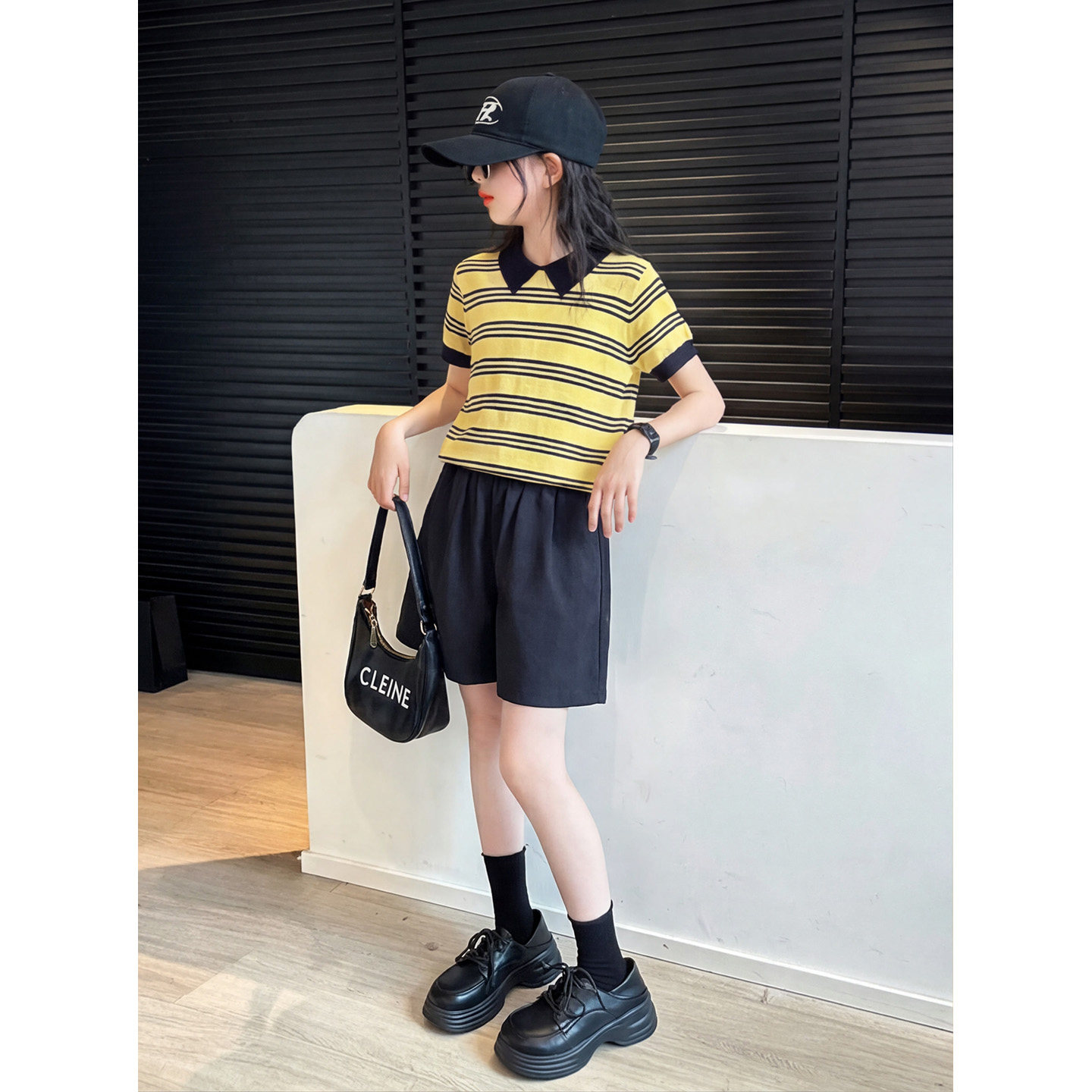 女童冰丝针织POLO衫套装