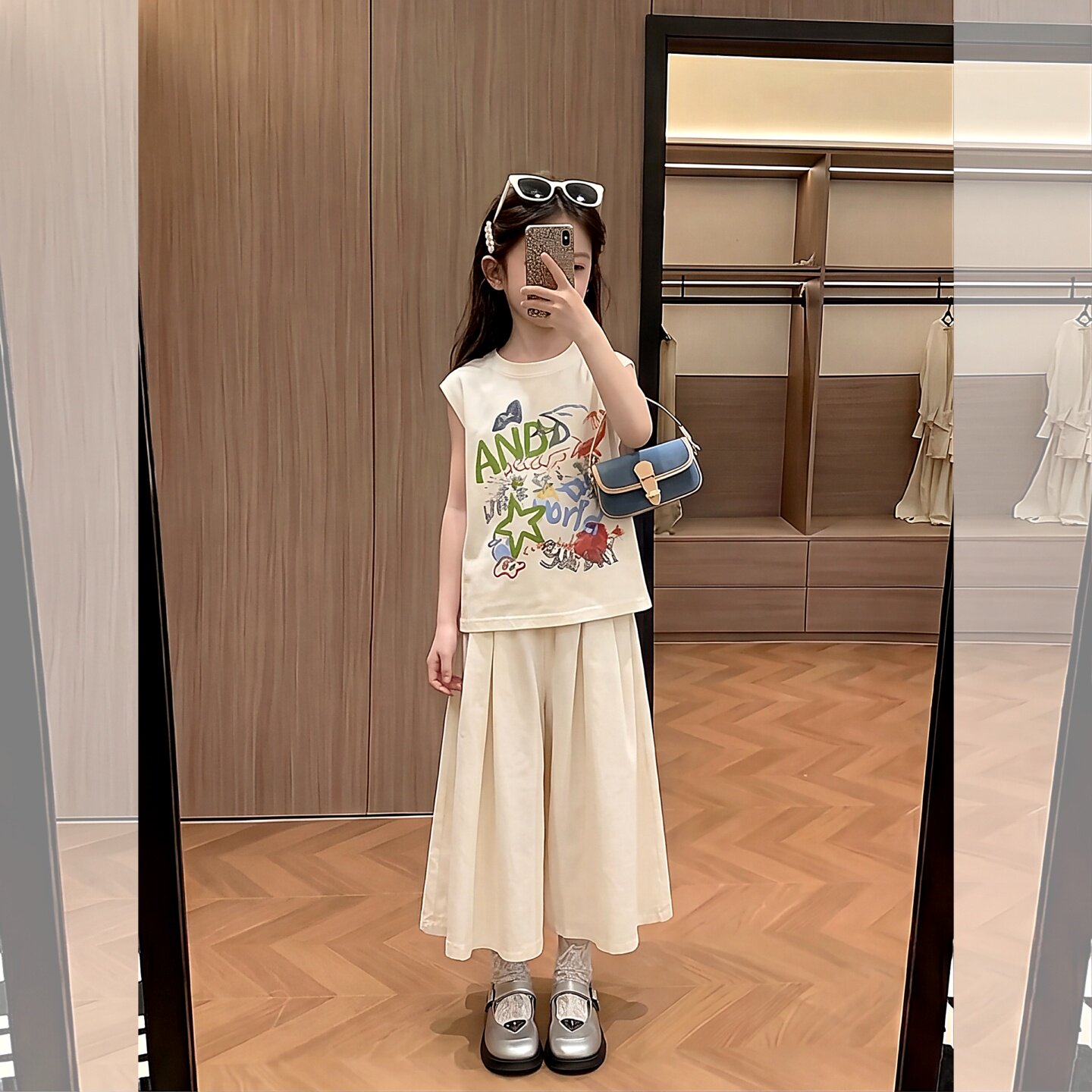 韩版中大女童背心套装儿童夏季女