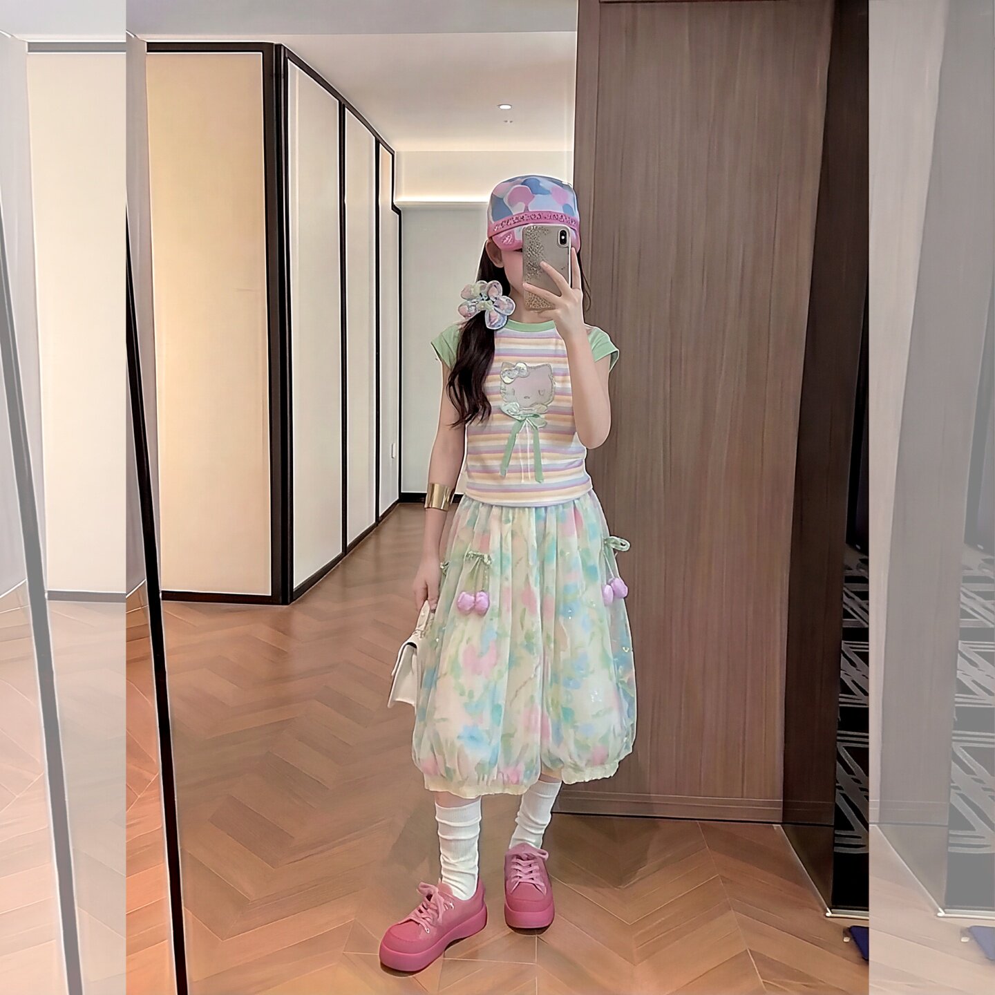 女童夏季短袖扎染灯笼裤套装2026