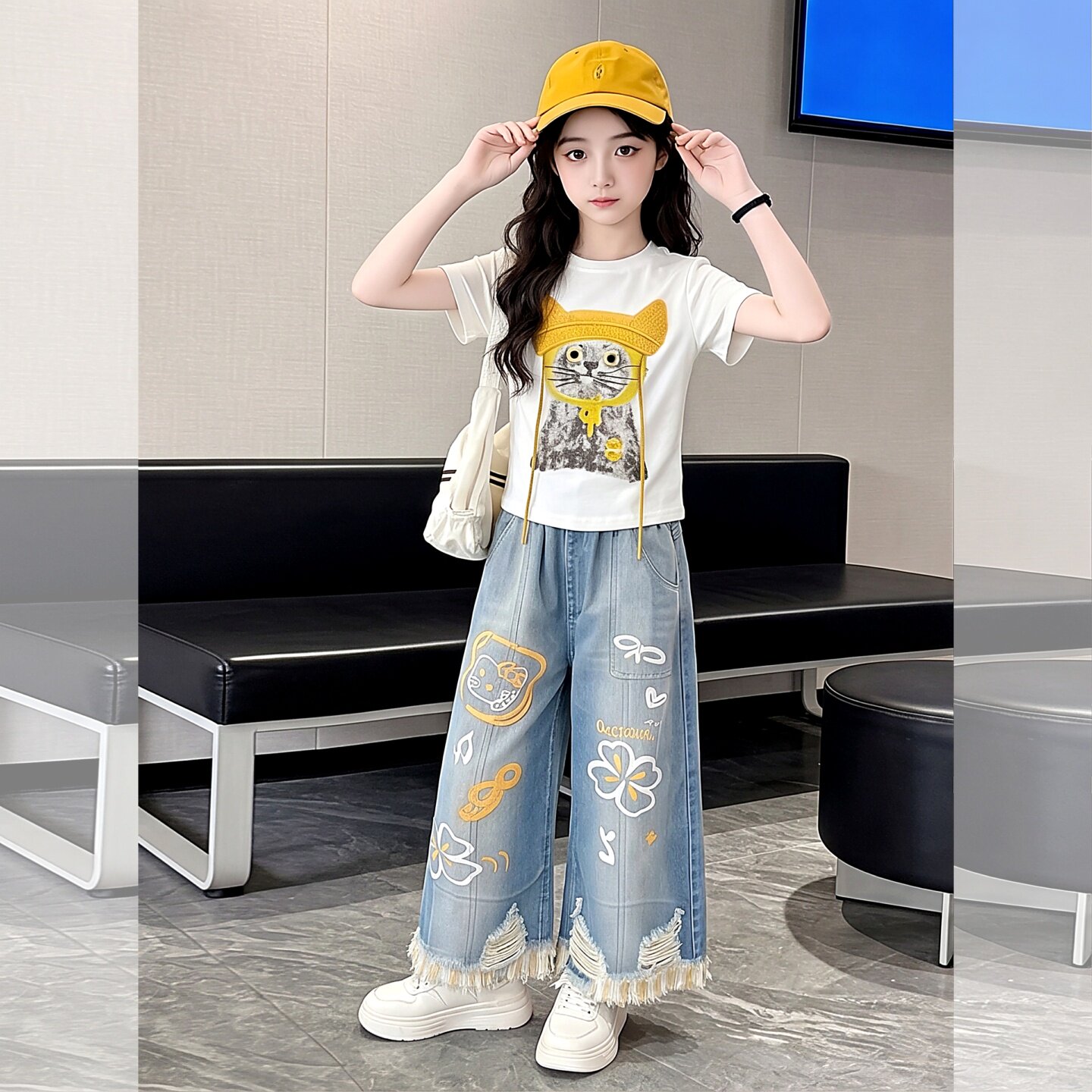女童夏装独特漂亮套装2026新款超好看洋气时髦短袖儿童超火两件套