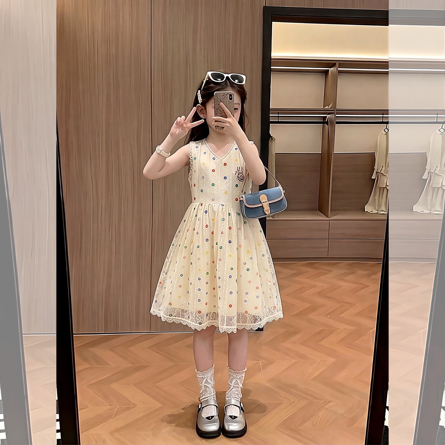 女童无袖连衣裙夏装2026新款蕾丝