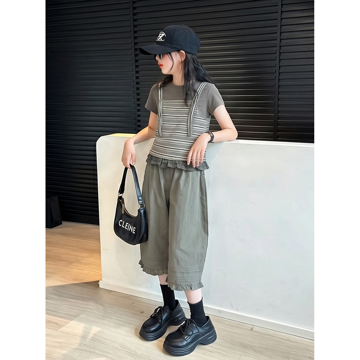 女童吊带短袖套装夏季2026新款