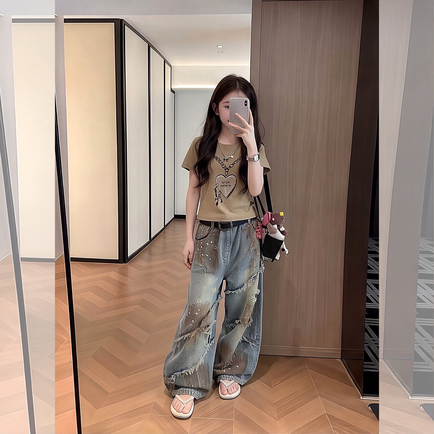 女童夏季休闲套装短袖T恤毛边牛/