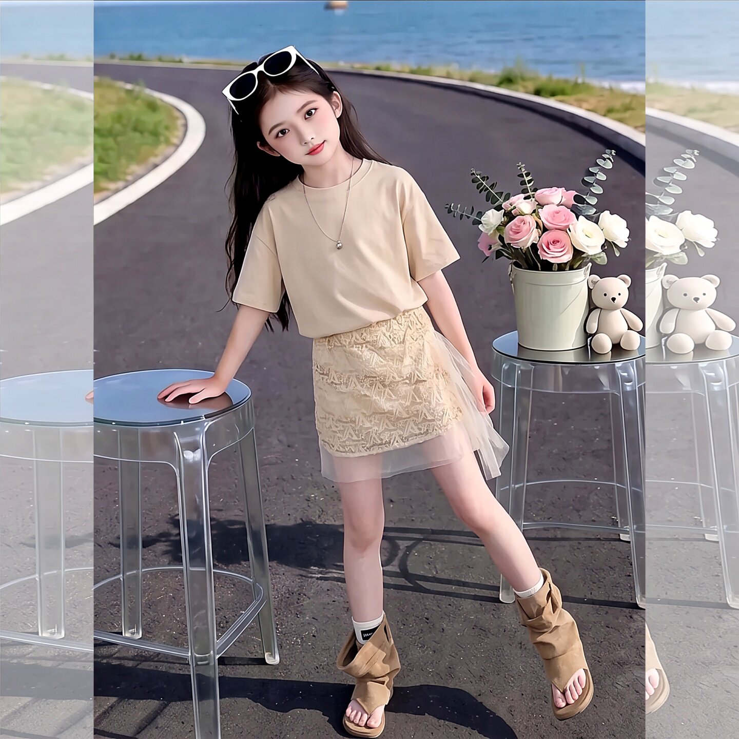 女童韩系慵懒风套装2026夏季新款
