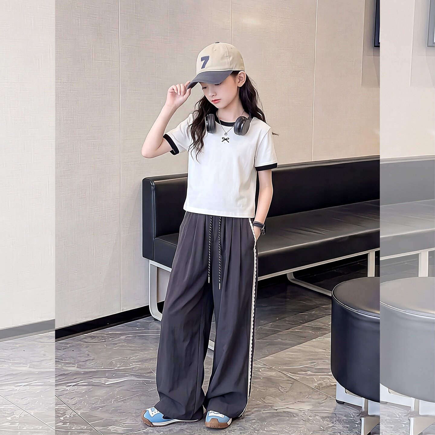 女童短袖T休闲裤套装夏新款蝴蝶9