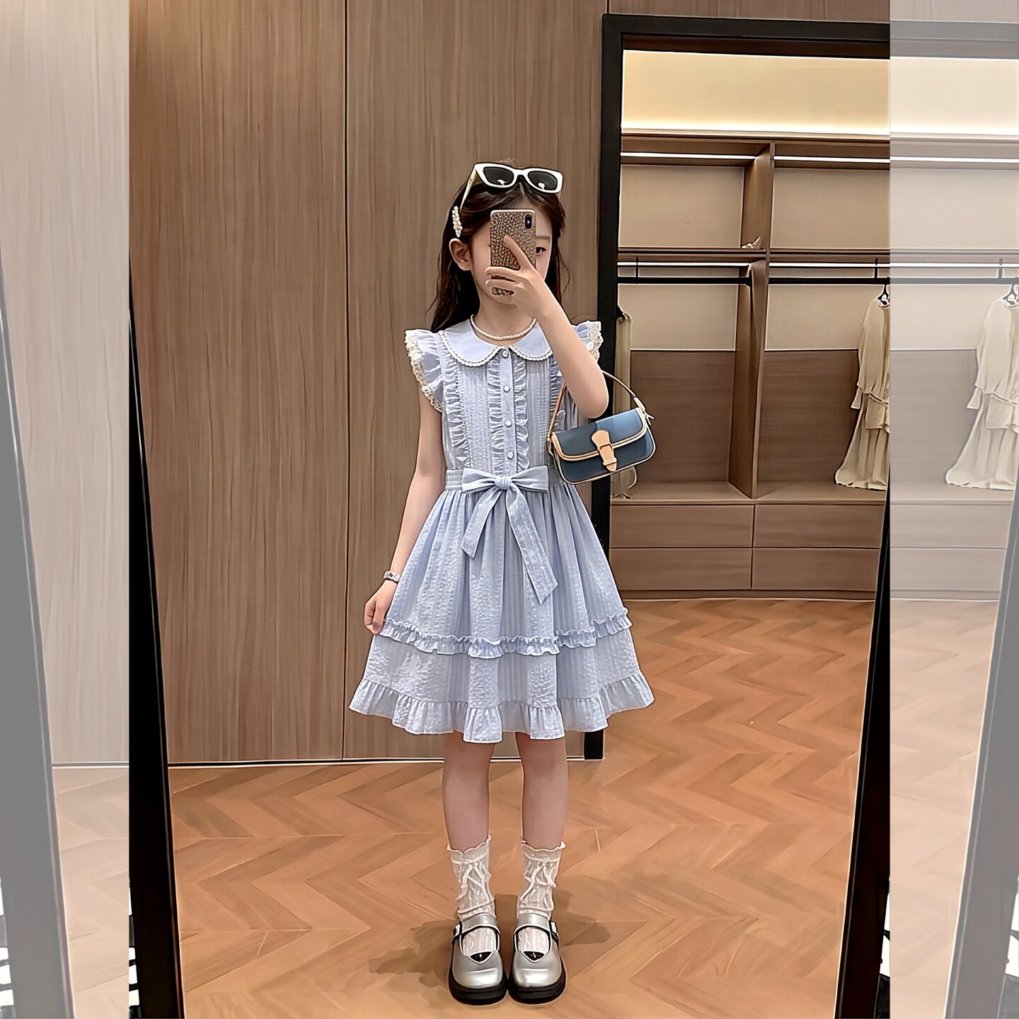 女式夏季儿童连衣裙富家千金感裙