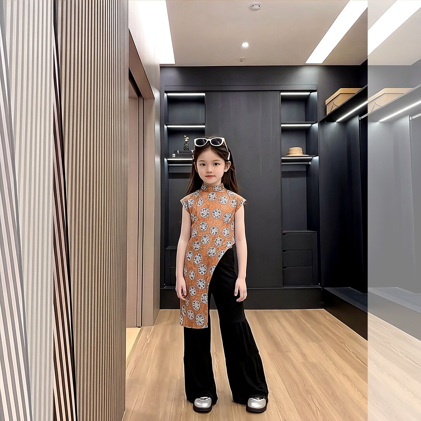女童套装夏季中大童时尚复古旗袍
