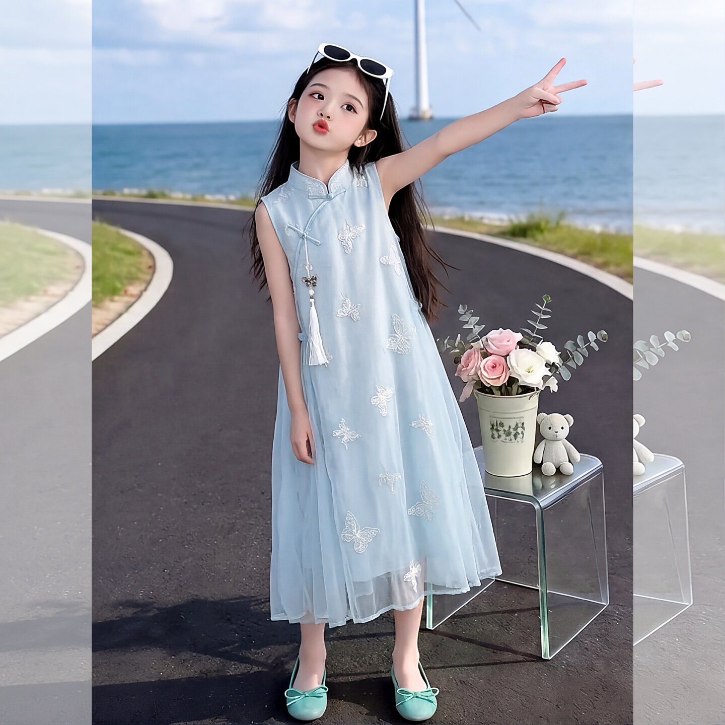 女童中式风无袖连衣裙夏季2026女