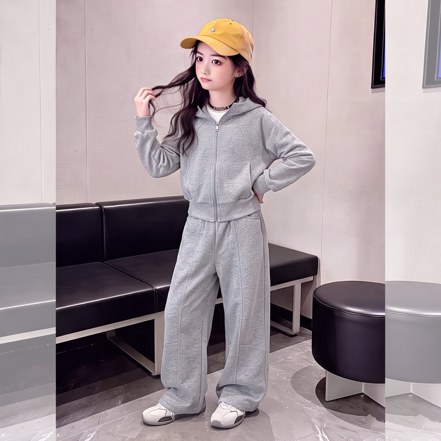 女童拼接卫衣套装秋季2026新款女