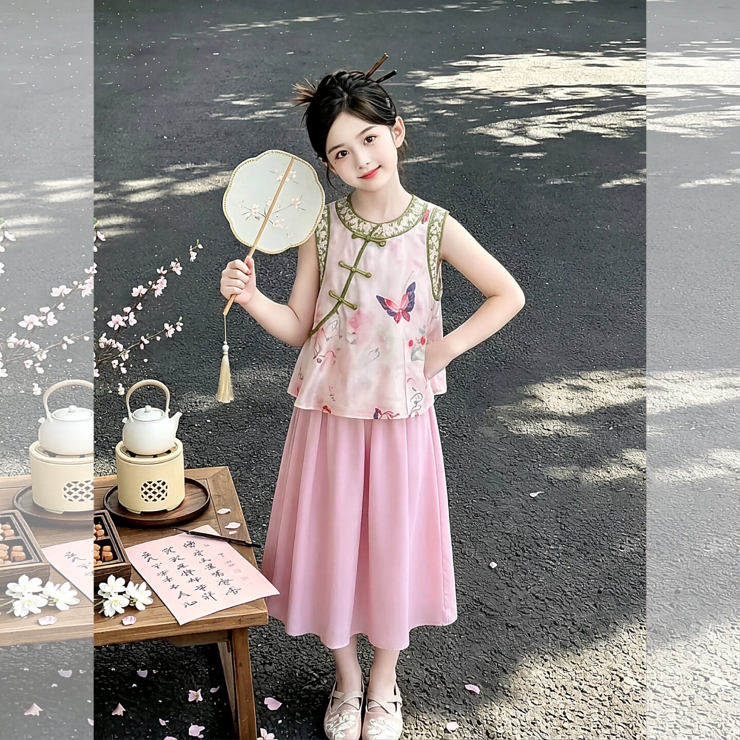 古风女童汉服套装新中式2025夏季