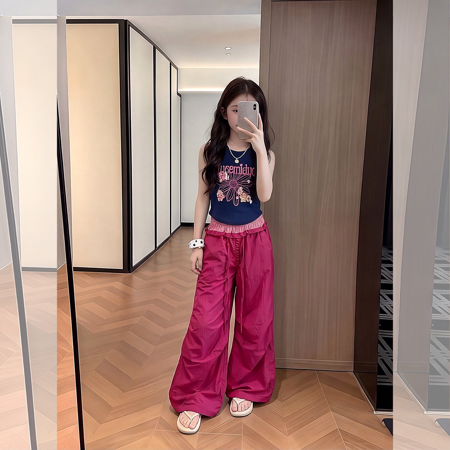女童街舞2026夏季新款抽绳阔腿裤