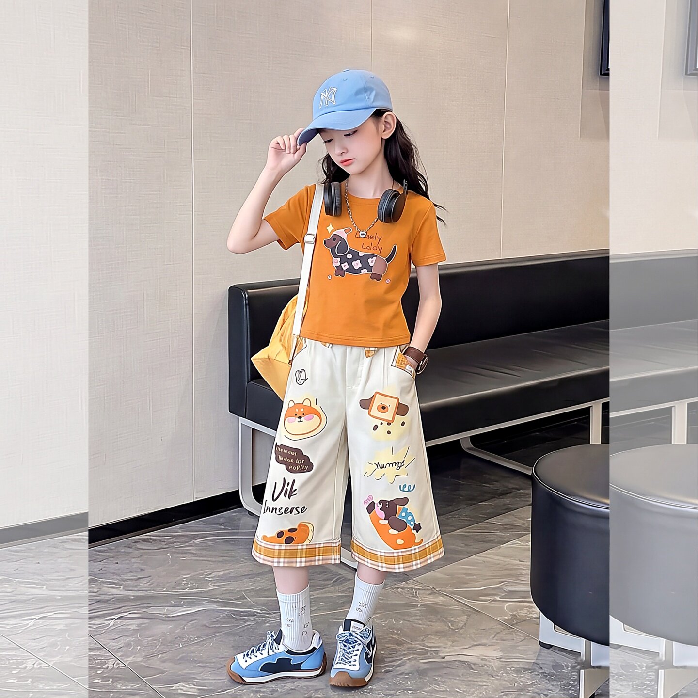 女童夏季涂鸦套装2026年儿童夏装