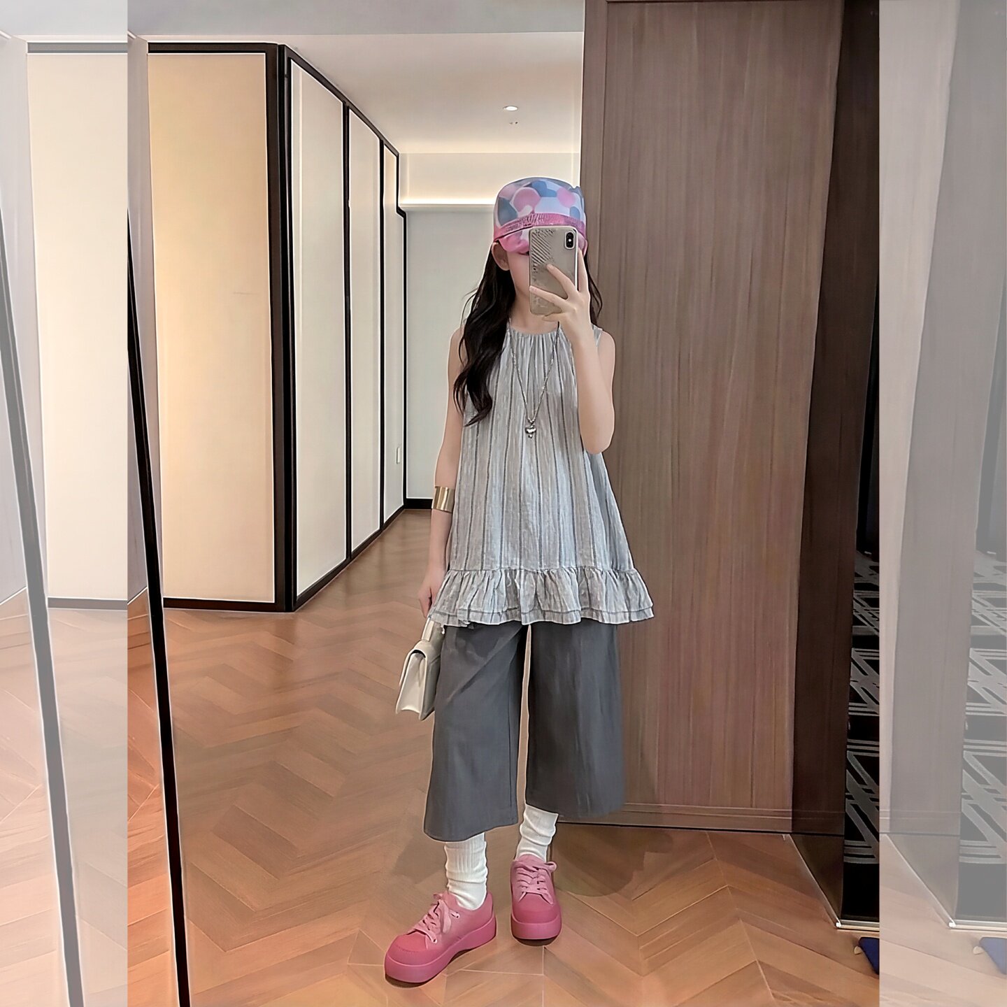 女童夏季纯棉休闲背心七分阔腿裤