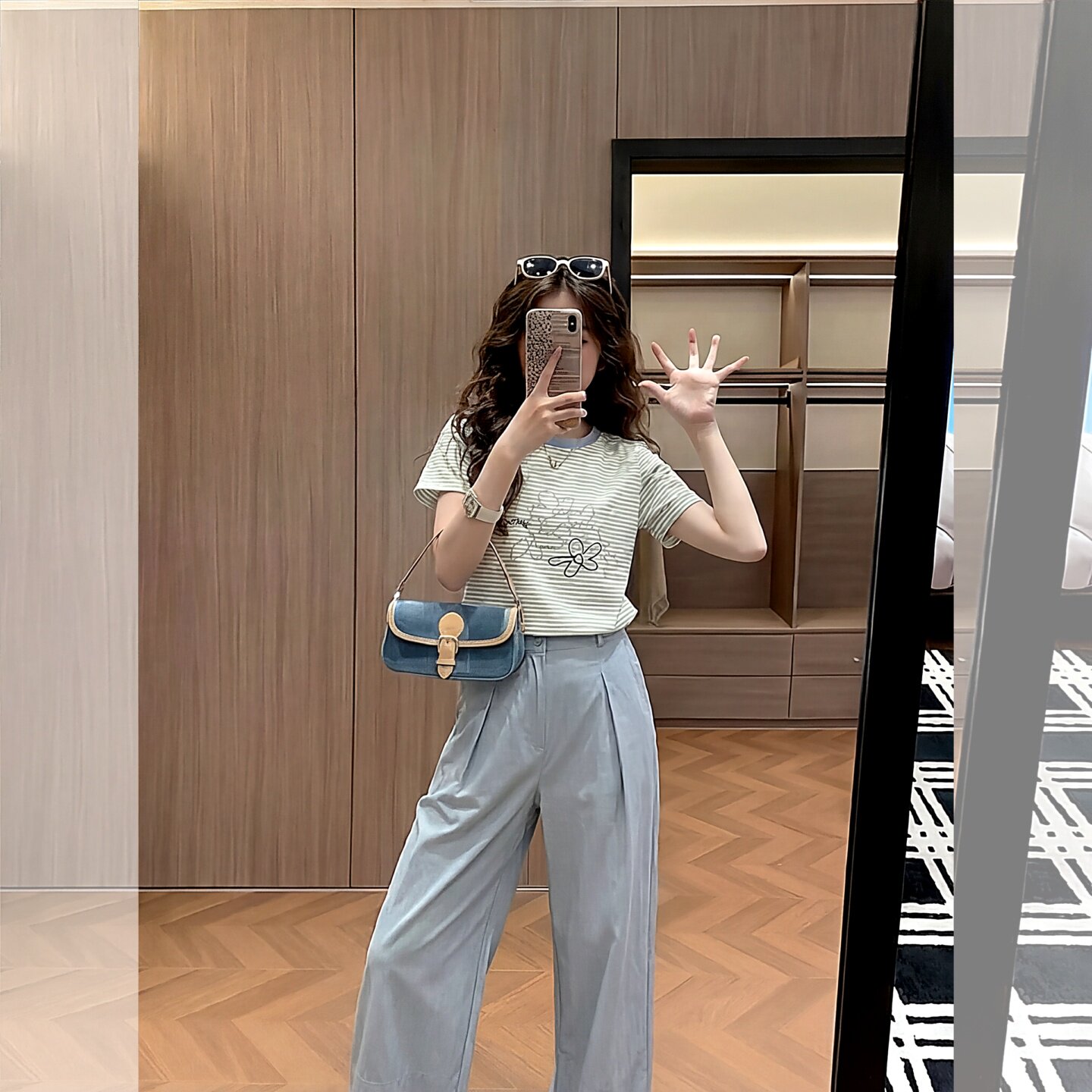 女童条纹T恤阔腿裤两件套2026夏1