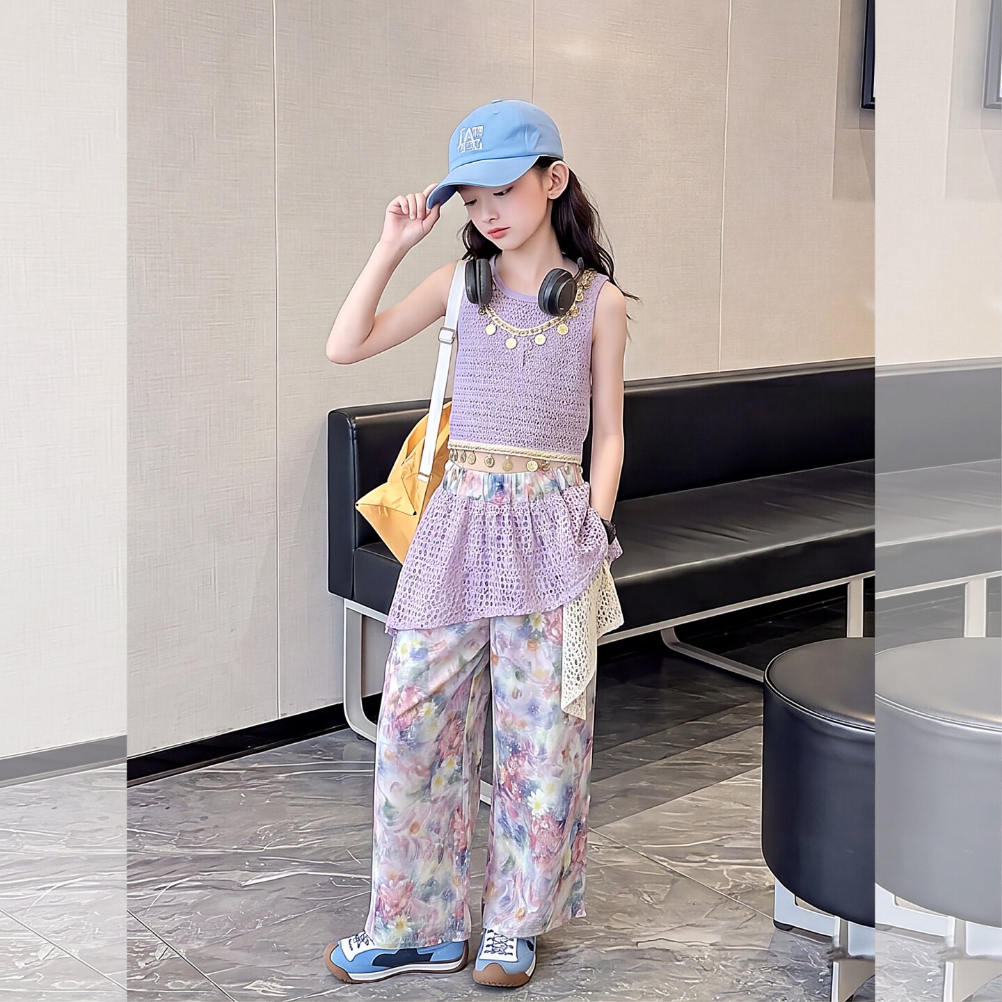 女童夏2026新款套装儿童网红洋气不规则半身裙两件套女孩夏季衣服