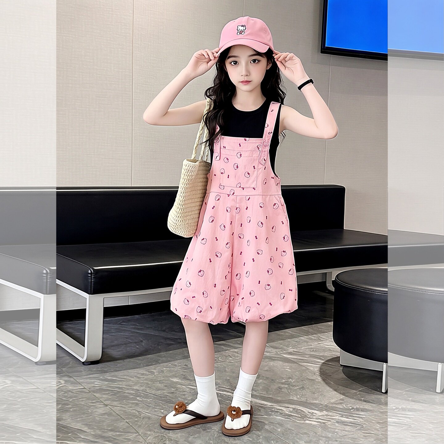 女童夏季背带裤套装2026新款儿童