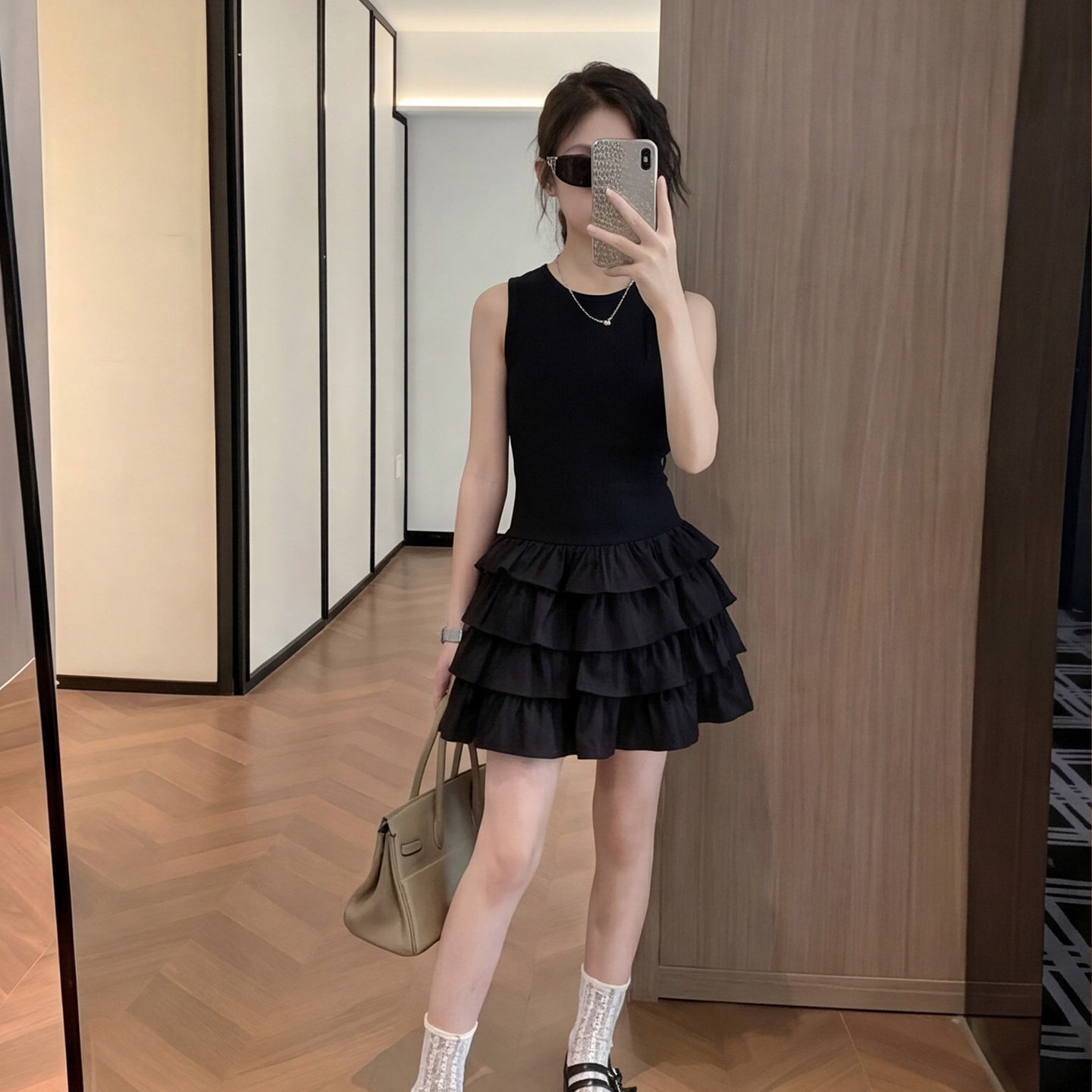 女童裙子高级感夏韩系黑色连衣裙