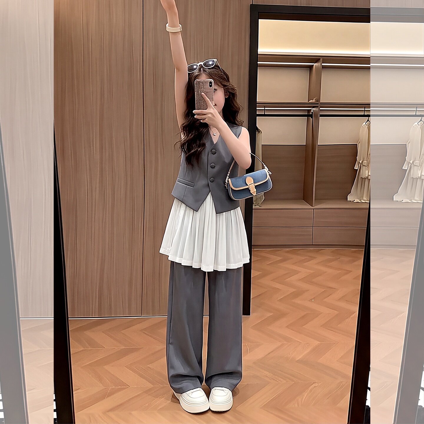 女童韩系松弛感三件套不规则西装